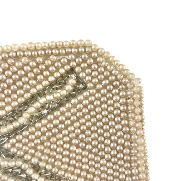 Reina Elegant Evening Ivory Faux Pearl Beaded Clutch Vintage 50’s Made in Japan - Picture 4 of 10